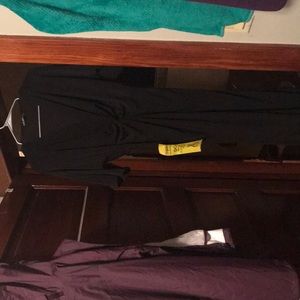 Black floor length dress.